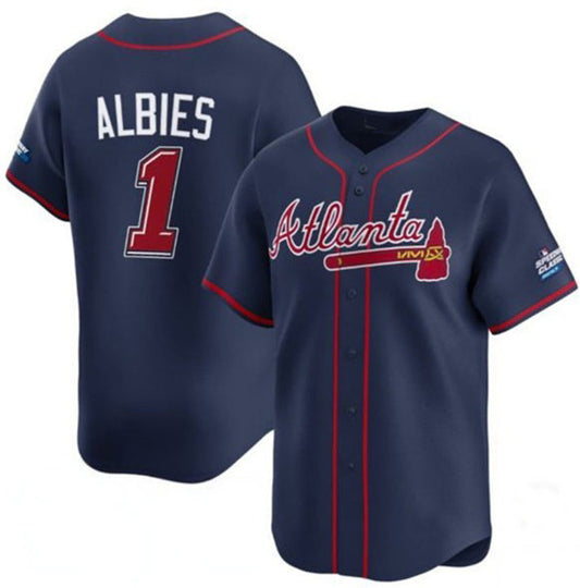 Atlanta Braves #1 Ozzie Albies Navy RONA 2025 Speedway Classic Alternate Limited Stitched Jersey