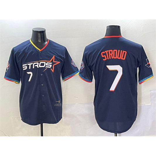 Houston Astros #7 C.J. Stroud Navy RONA 2025 City Connect With Texas Patch Limited Stitched Jersey