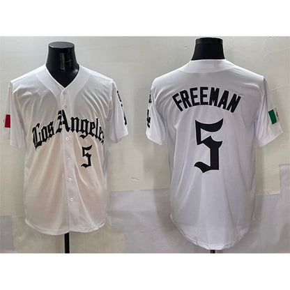 Los Angeles Dodgers #5 Freddie Freeman White RONA Mexico 2025 LA Gothic Style With Fernando Patch Vapor Premier Limited Stitched Jersey