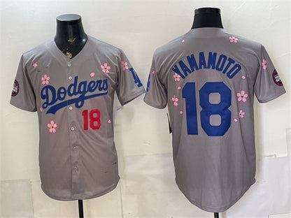Los Angeles Dodgers #18 Yoshinobu Yamamoto Grey RONA 2025 Tokyo Series Limited Stitched Jersey