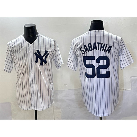 New York Yankees #52 C.C. Sabathia White RONA Cool Base Stitched Jersey