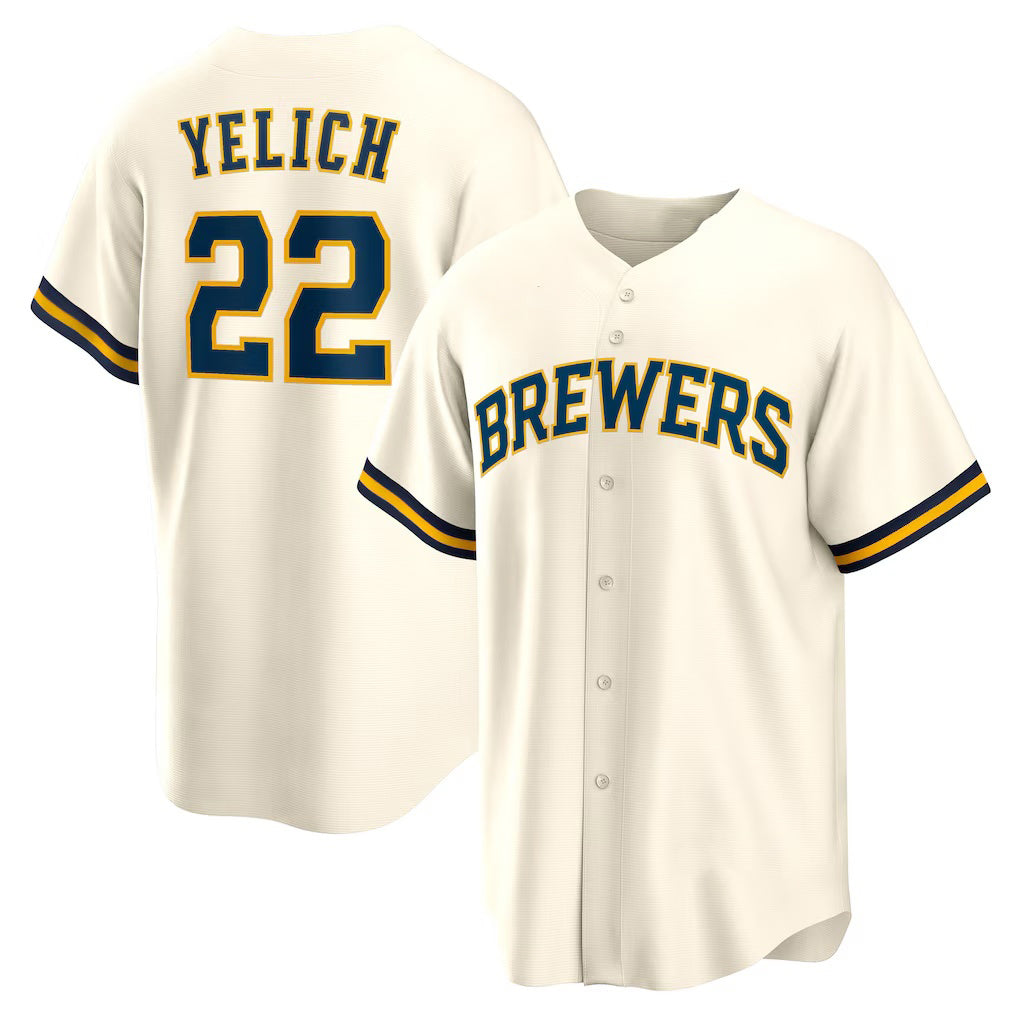 Milwaukee Brewers #22 Christian Yelich White RONA Home Replica Jersey