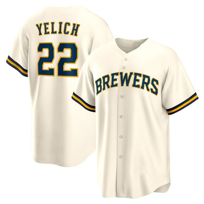 Milwaukee Brewers #22 Christian Yelich White RONA Home Replica Jersey