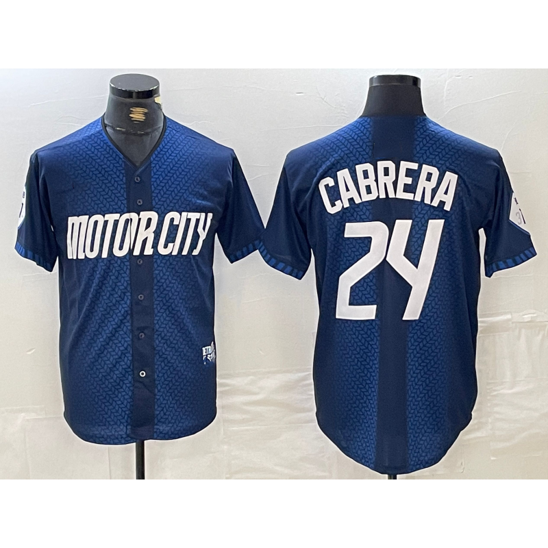 Detroit Tigers #24 Miguel Cabrera Navy RONA 2024 City Connect Cool Base Limited Stitched Jersey