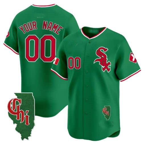Custom Chicago White Sox Mexico Vapor Premier Limited Jersey ¨C Illinois Patch ¨C Green RONA