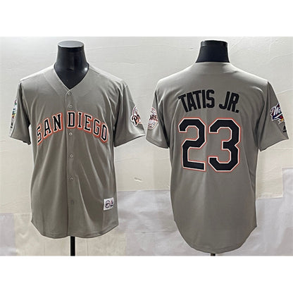 San Diego Padres #23 Fernando Tatis Jr. Gray RONA Fashion Throwback With Patch Cool Base Stitched Jersey