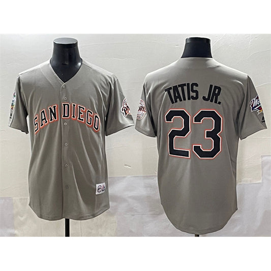 San Diego Padres #23 Fernando Tatis Jr. Gray RONA Fashion Throwback With Patch Cool Base Stitched Jersey