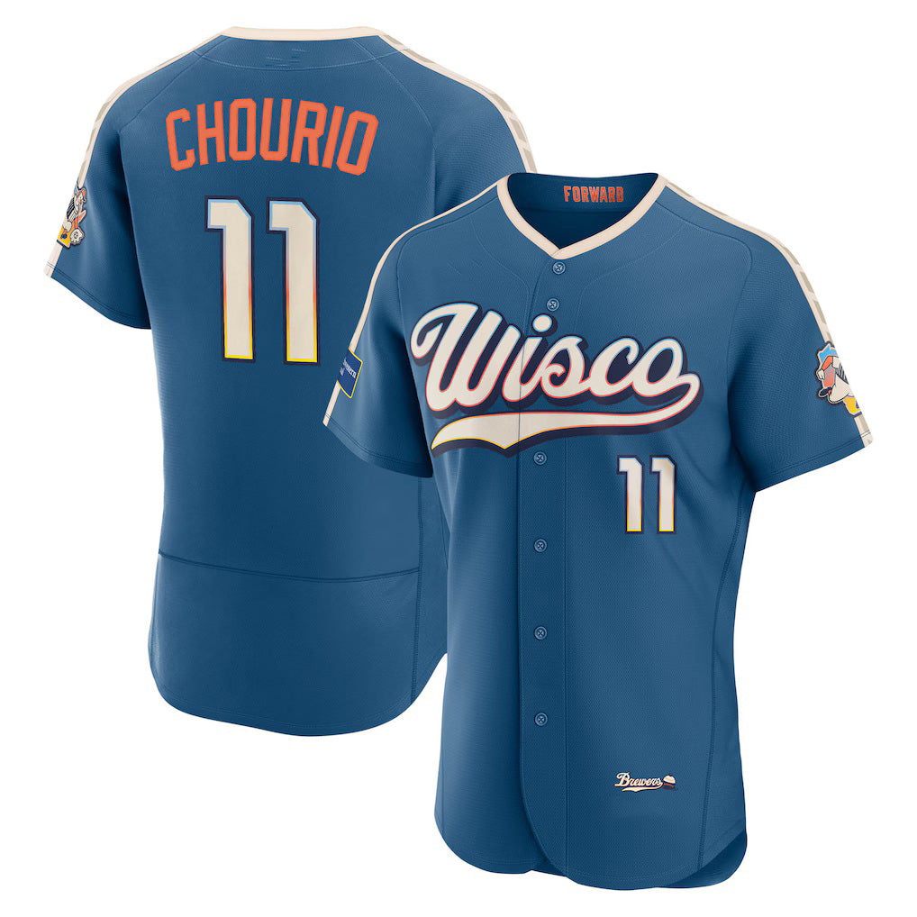 Milwaukee Brewers #11 Jackson Chourio Mineral Blue RONA 2026 City Connect Authentic Sponsor Patch Jersey