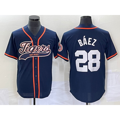 Detroit Tigers #28 Javier B¨¢ez Navy RONA Cool Base Stitched Jersey