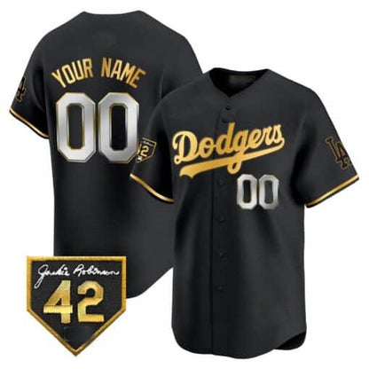 Custom Los Angeles Dodgers 2024 Jackie Robinson Patch Vapor Premier Limited Jersey ¨C All Stitched-Black RONA