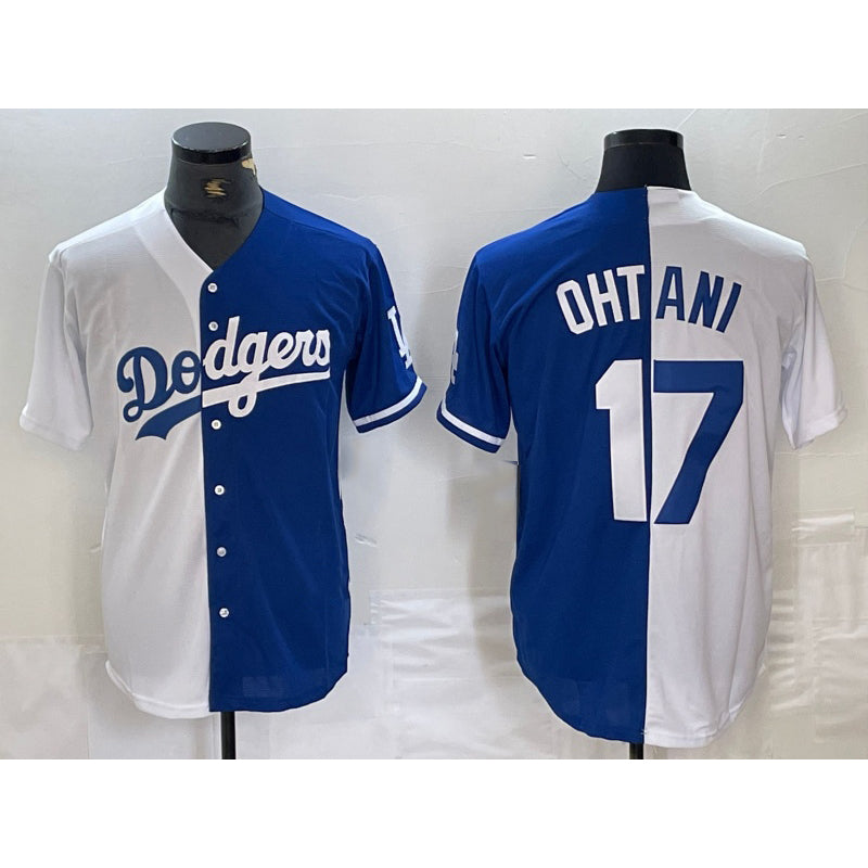 Los Angeles Dodgers #17 Shohei Ohtani White Blue RONA Two Tone Stitched Jerseys