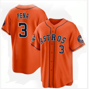 Houston Astros #3 Jeremy Pe?a Orange RONA 2022 World Series Home Stitched Jersey