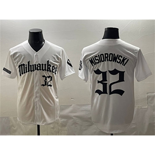 Milwaukee Brewers #32 Jacob Misiorowski White RONA 'Gothic 414 Shadows Edition' Vapor Premier Limited Stitched Jersey