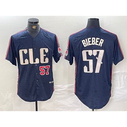 Cleveland Guardians #57 Shane Bieber Number Navy RONA 2024 City Connect Limited Stitched Jerseys