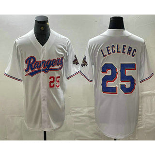 Texas Rangers #25 Jose Leclerc Number White RONA 2024 Gold Collection Limited Cool Base Jersey 2