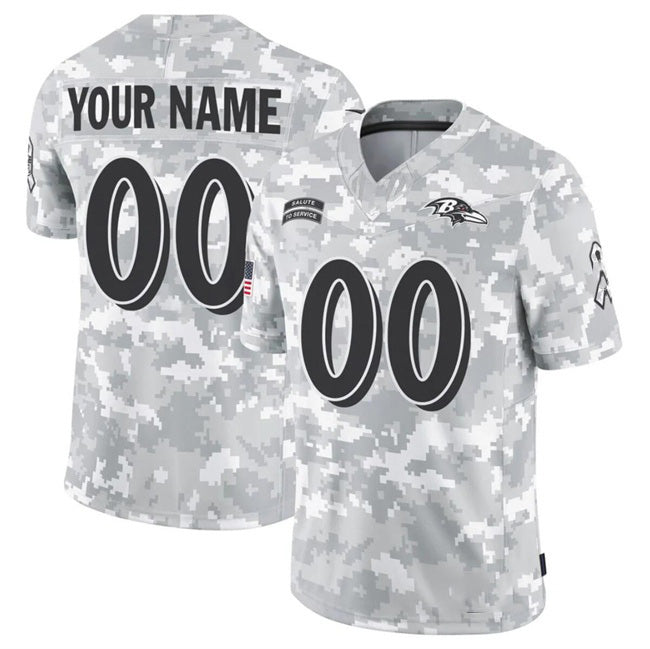 Custom B.Ravens Active Player 2024 F.U.S.E Arctic Camo RONA Salute To Service Limited Stitched Football Jersey