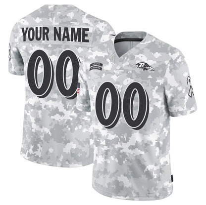 Custom B.Ravens Active Player 2024 F.U.S.E Arctic Camo RONA Salute To Service Limited Stitched Football Jersey
