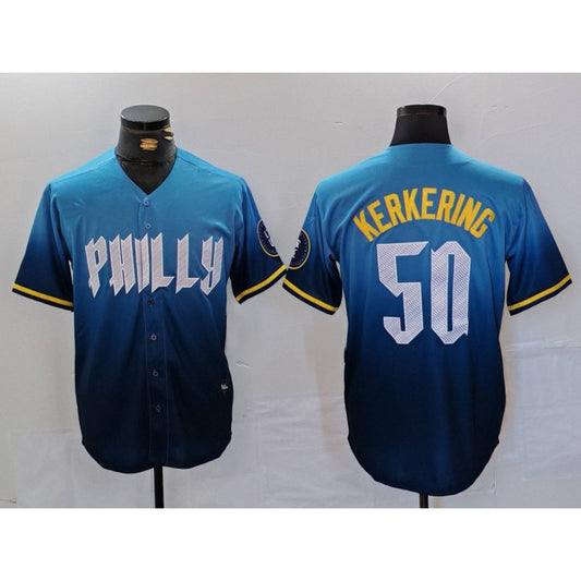 Philadelphia Phillies #50 Orion Kerkering Blue RONA 2024 City Connect Limited Stitched Jersey