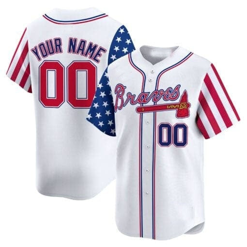 Custom Atlanta Braves White RONA 2024 Independence Day Vapor Premier Limited Jersey ¨C All Stitched