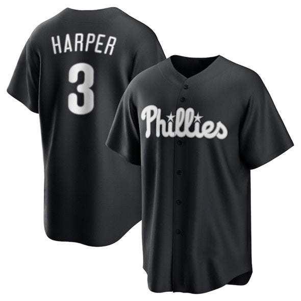 Philadelphia Phillies #3 Bryce Harper Black RONA Lights Out Limited Stitched Jersey