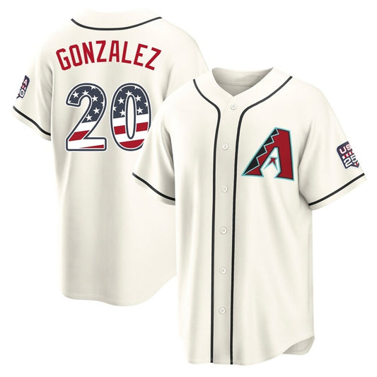 Arizona Diamondbacks #20 Luis Gonzalez Player Cream RONA USA 250 Fourth of July Home Game Stitched Jerseys