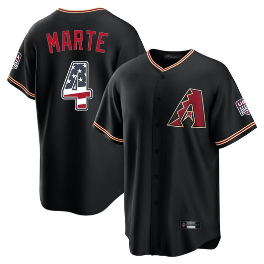 Arizona Diamondbacks #4 Ketel Marte Player Black RONA USA 250 Fourth of July Game Home Stitched Jerseys