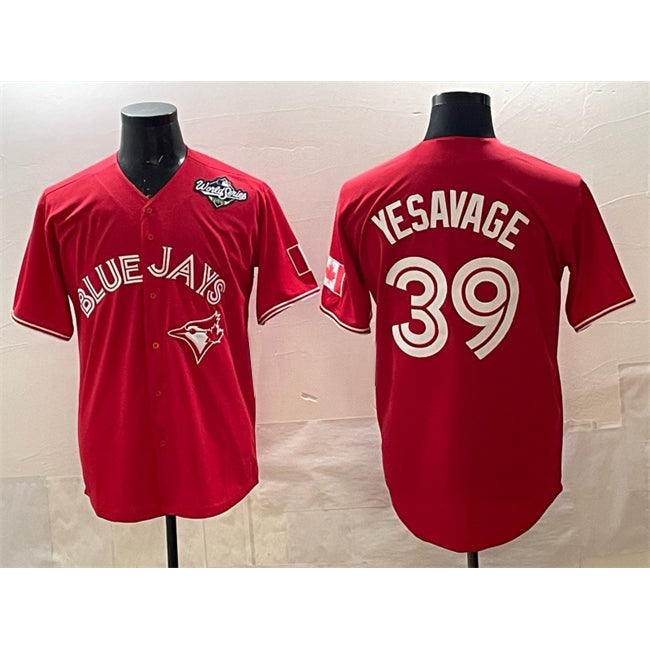 Toronto Blue Jays #39 Trey Yesavage Red RONA 2025 World Series Cool Base Stitched Jersey
