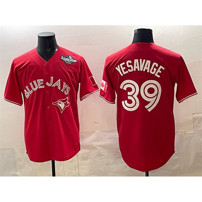 Toronto Blue Jays #39 Trey Yesavage Red RONA 2025 World Series Cool Base Stitched Jersey