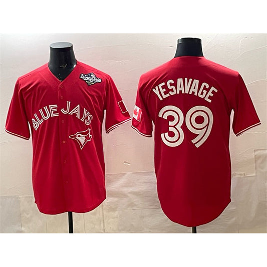 Toronto Blue Jays #39 Trey Yesavage Red RONA 2025 World Series Cool Base Stitched Jersey