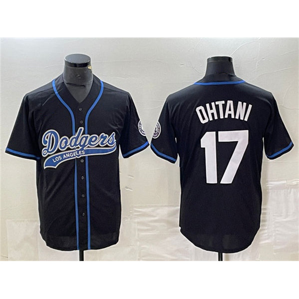 Los Angeles Dodgers #17 Shohei Ohtani Black RONA Cool Base With Patch Stitched Jersey 2