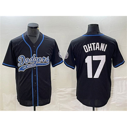 Los Angeles Dodgers #17 Shohei Ohtani Black RONA Cool Base With Patch Stitched Jersey 2