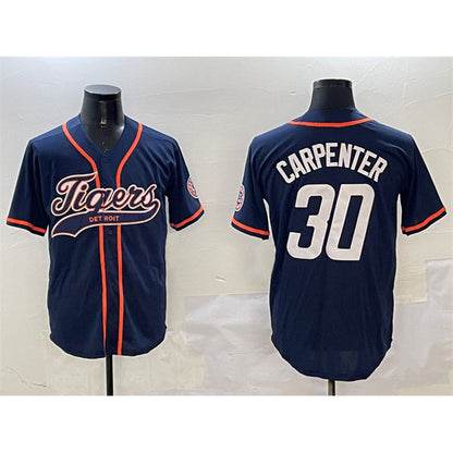 Detroit Tigers #30 Kerry Carpenter Navy RONA With Patch Cool Base Stitched Jersey