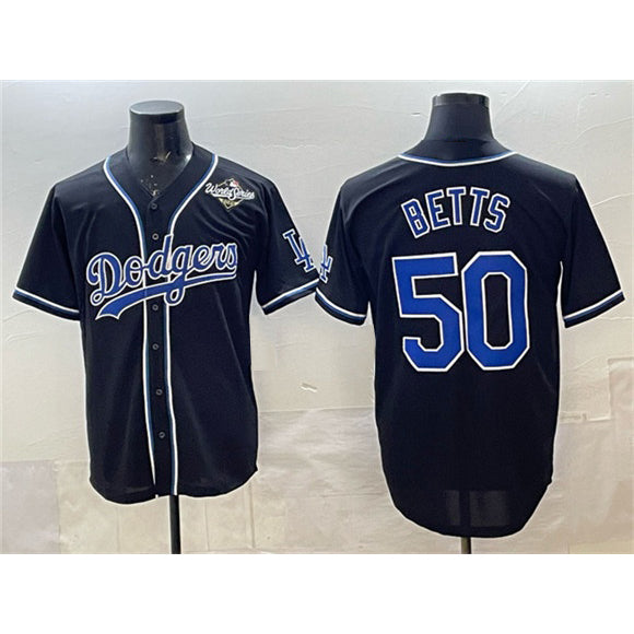 Los Angeles Dodgers #50 Mookie Betts Black RONA Fashion 2025 World Series Cool Base Stitched Jersey