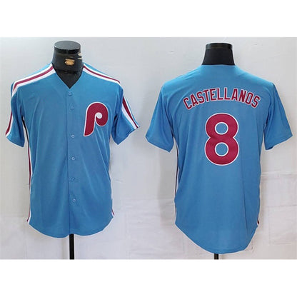 Philadelphia Phillies #8 Nick Castellanos Blue RONA Cool Base Stitched Jersey