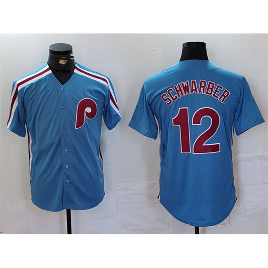 Philadelphia Phillies #12 Kyle Schwarber Blue RONA Cool Base Stitched Jersey