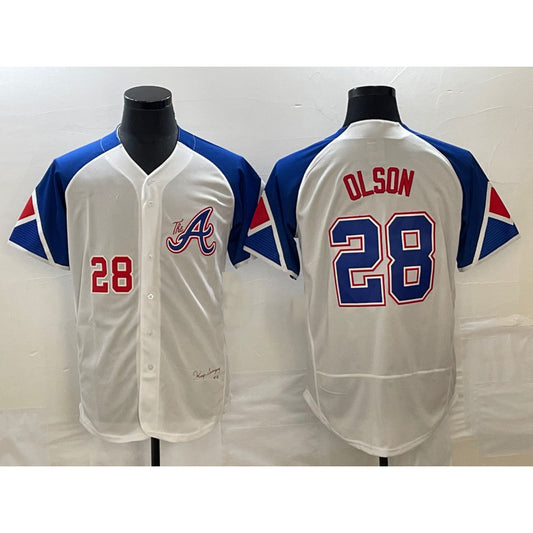Atlanta Braves #28 Matt Olson Number White RONA 2023 City Connect Flex Base Stitched Jersey