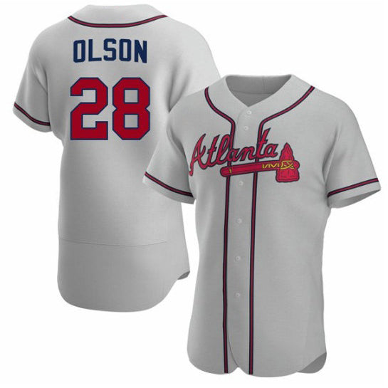 Atlanta Braves #28 Matt Olson Gray RONA Flex Base Stitched Jersey