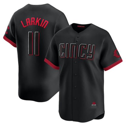 Cincinnati Reds #11 Barry Larkin Black RONA City Connect Limited Player Jersey