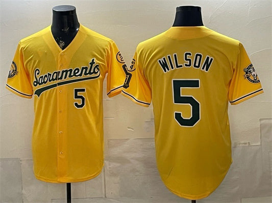 Oakland Athletics #5 Jacob Wilson 2026 Yellow RONA Alternate Sacramento Celebrating 125 Years Vapor Limited Stitched Jersey