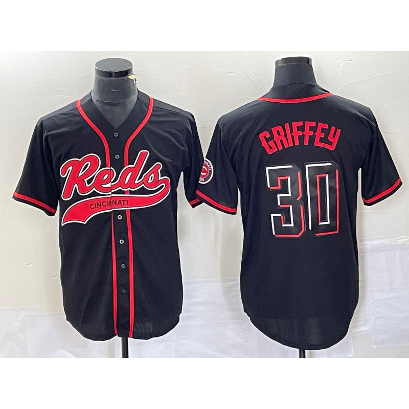 Cincinnati Reds #30 Ken Griffey Jr Black RONA 2023 City Connect Cool Base Stitched Jersey