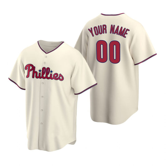 Custom Philadelphia Phillies Cream RONA Stitched Cool Base Jersey