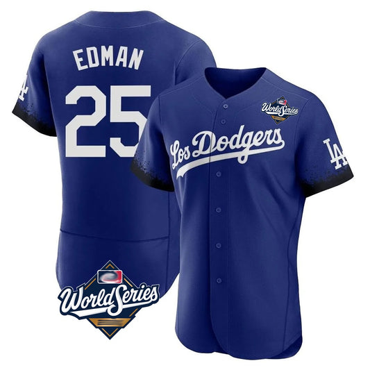 Los Angeles Dodgers #25 Tommy Edman Player Royal RONA World Series City Connect Elite Home Stitched Jerseys