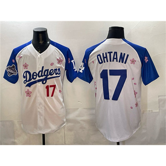 Los Angeles Dodgers #17 Shohei Ohtani White Royal RONA 2025 World Series Champions Patch Tokyo Series Limited Stitched Jersey