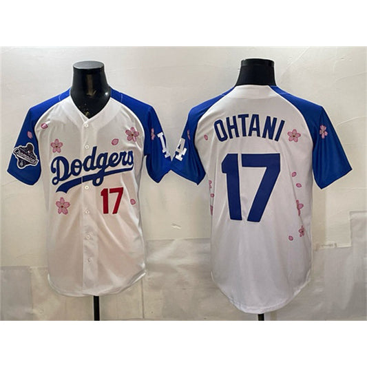 Los Angeles Dodgers #17 Shohei Ohtani White Royal RONA 2025 World Series Champions Patch Tokyo Series Limited Stitched Jersey