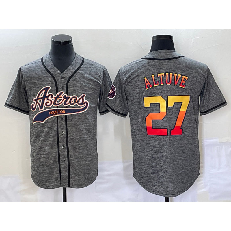 Houston Astros #27 Jose Altuve Grey RONA Gridiron Cool Base Stitched Jersey