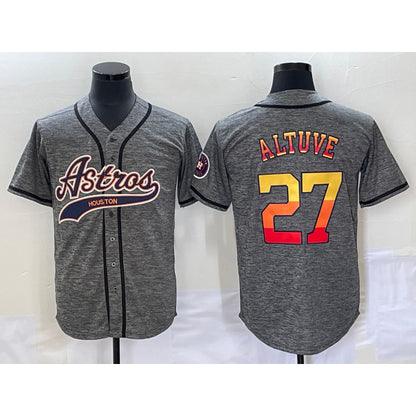 Houston Astros #27 Jose Altuve Grey RONA Gridiron Cool Base Stitched Jersey