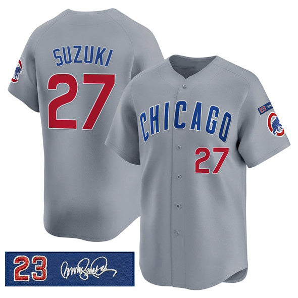Chicago Cubs #27 Seiya Suzuki Gray RONA 'Ryne Sandberg Tribute' Vapor Limited V3 Stitched Jersey