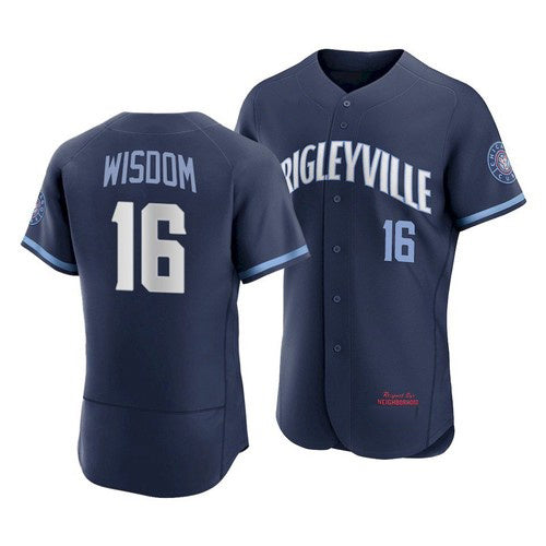 Chicago Cubs #16 Patrick Wisdom 2021 Navy RONA City Connect Stitched Jersey
