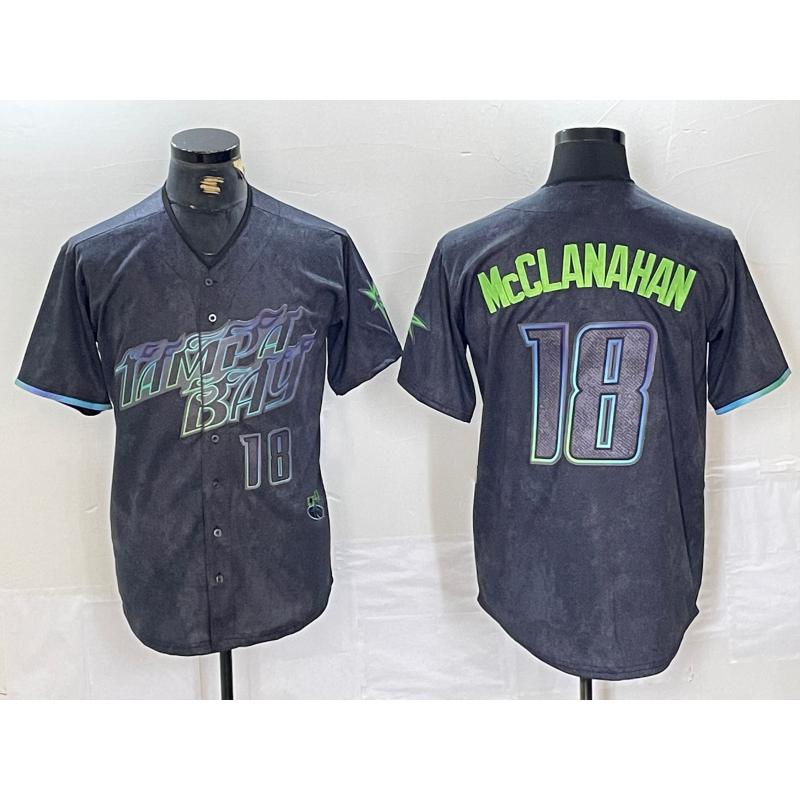 Tampa Bay Rays #18 Shane McClanahan Number Charcoal RONA 2024 City Connect Limited Stitched Jersey 2