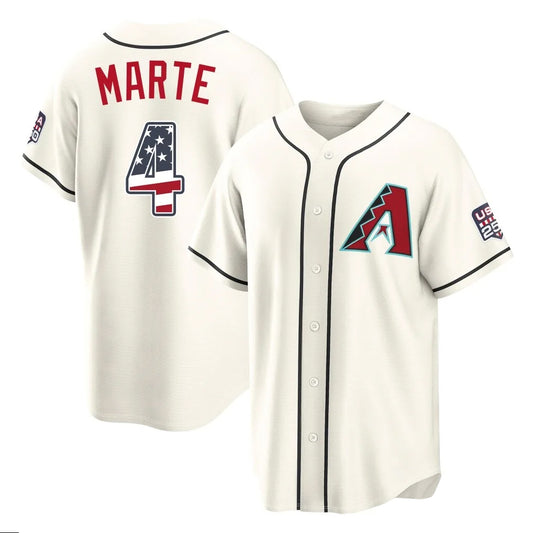 Arizona Diamondbacks #4 Ketel Marte Player Cream RONA USA 250 Fourth of July Home Game Stitched Jerseys